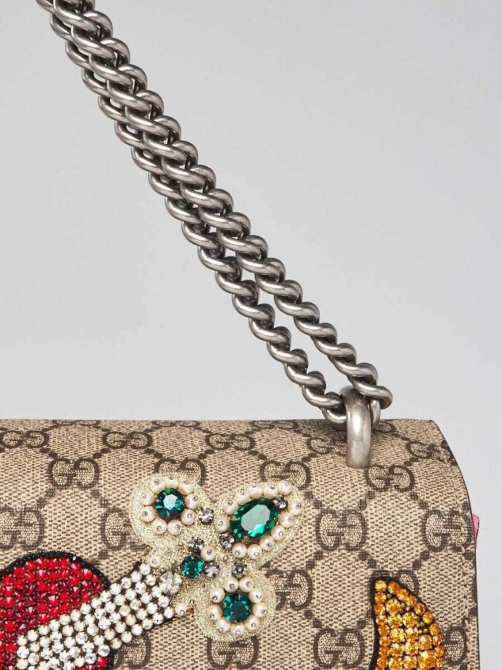 Gucci Beige GG Supreme Canvas Embroidered Sequin Medium Dionysus Shoulder Bag - Picture 7 of 12